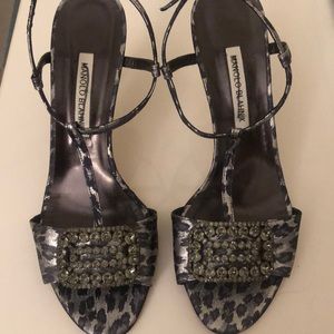 Metallic leopard Manolo Blahnik T-Strap Heels